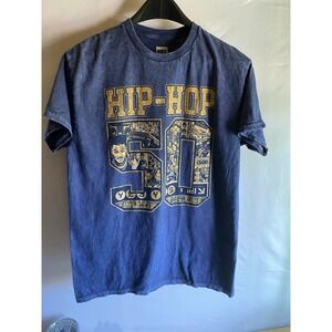 Hip-Hop 50 T-Shirt Rock The Bells‎ Cotton Blue Mens M